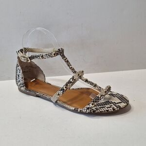 14th & Union Studded Snake Print Strappy Faux Leather Preppy Sandals Size 8.5